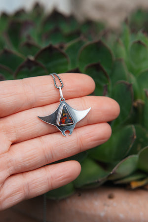 Manta Ray Pendant with Opal