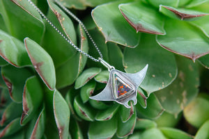 Manta Ray Pendant with Opal