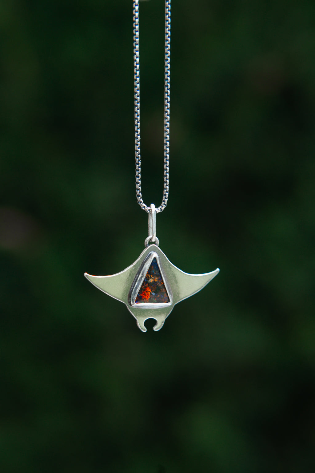 Manta Ray Pendant with Opal