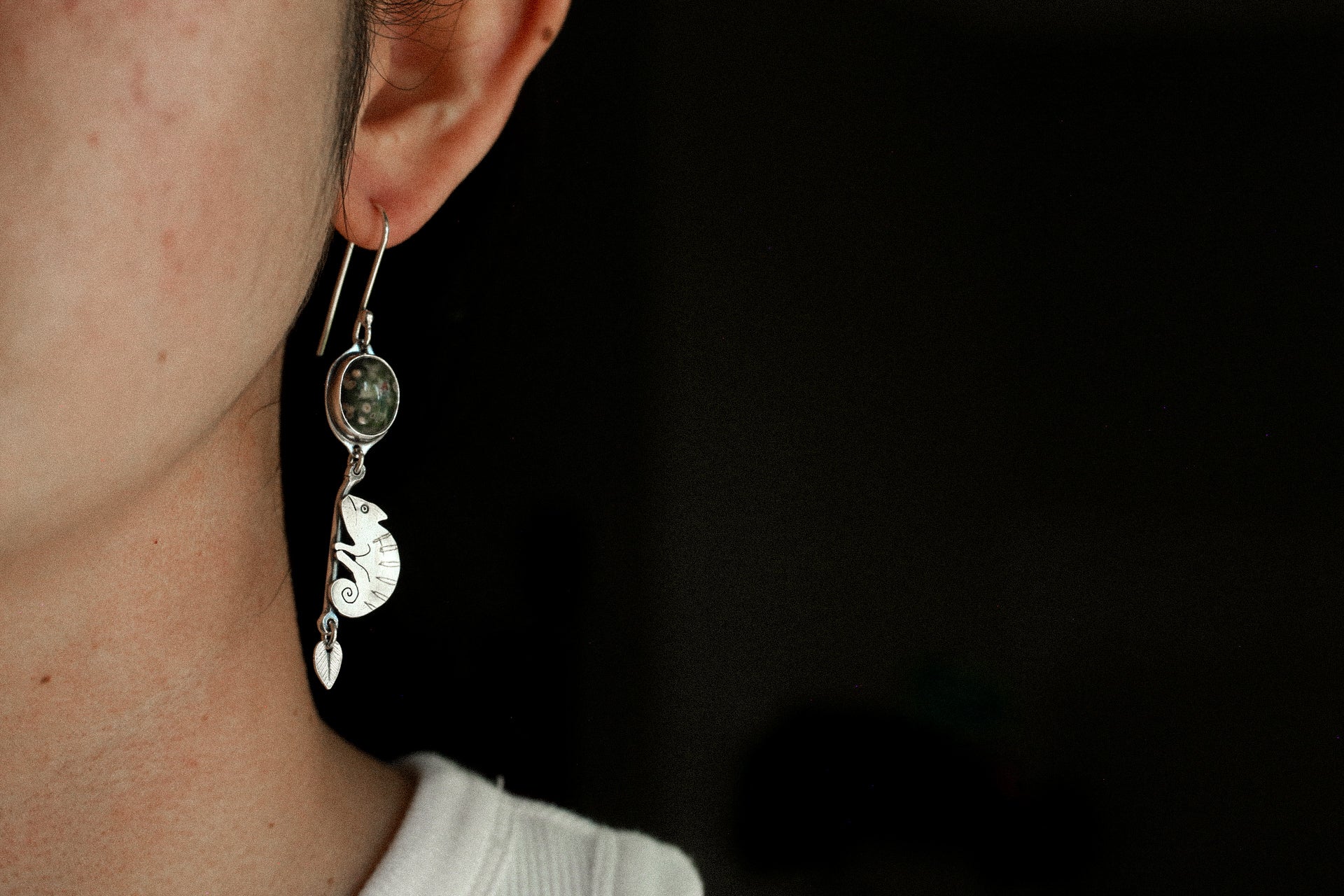 Chameleon Earrings with Jasper