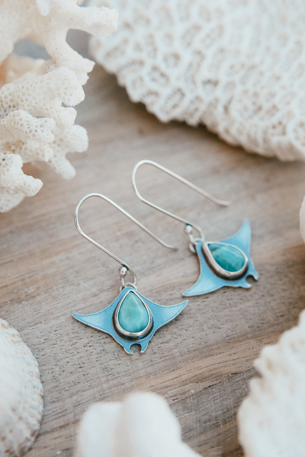 Manta Earrings with Larimar